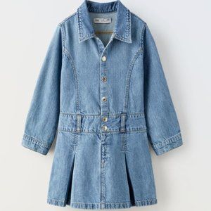 Zara BOX PLEAT DENIM DRESS